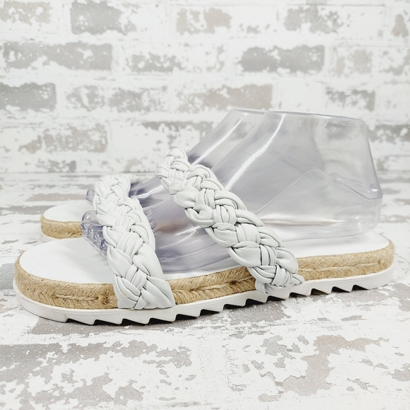 Marc Fisher Shoes - New Marc Fisher Jaimee White Leather Espadrille Slide Sandals M74